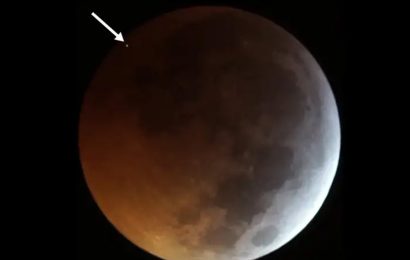 Telescopes capture the moment of a meteor impact during lunar eclipse