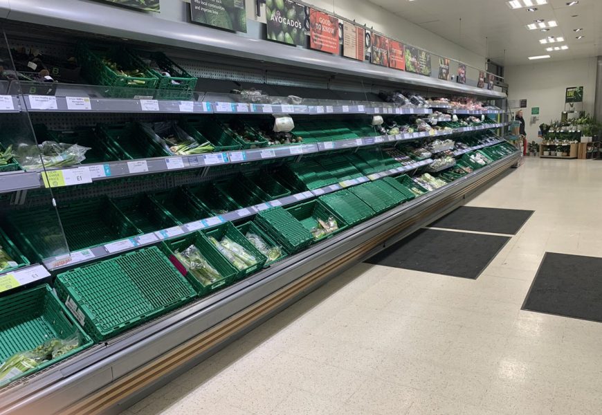 Supermarkets in the UK are facing food shortages